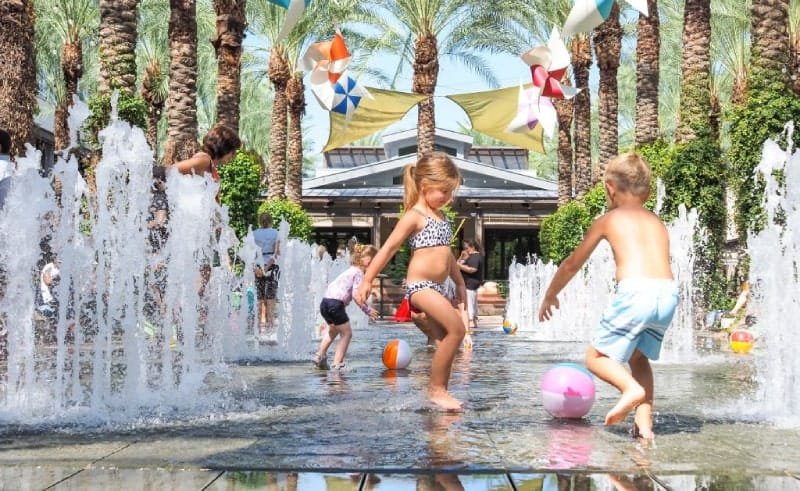 scottsdale quarter scottsdale arizona kids playing water fountain summer